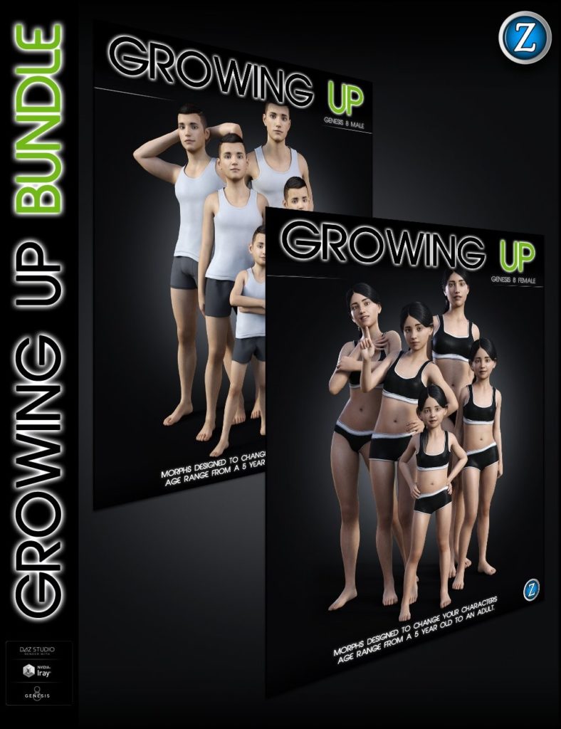 Growing Up Custom Bundle for Genesis 3 & 8 Female(s) and Male(s)_DAZ3D下载站