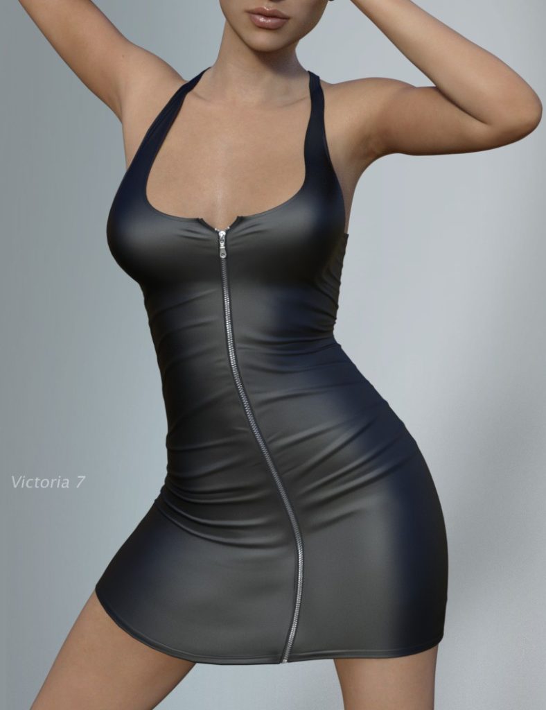 Hongyu’s Leather Dress for Victoria 7_DAZ3D下载站