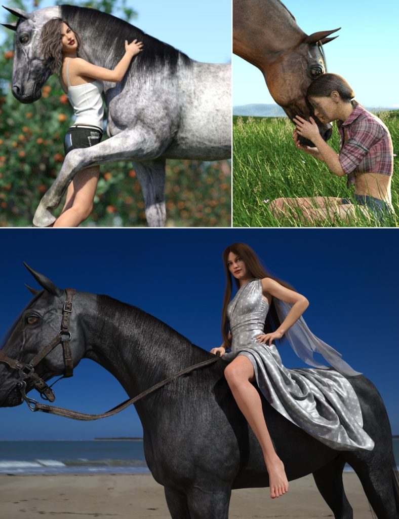 Horse and Rider Poses and Dress for Genesis 8_DAZ3D下载站