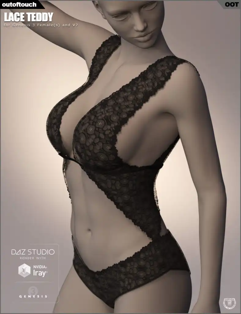 Lace Teddy for Genesis 3 Female(s)_DAZ3D下载站