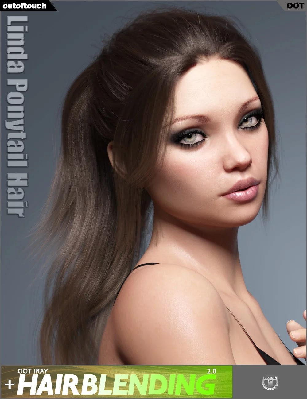 Linda Ponytail Hair for Genesis 3 and 8 Female(s)_DAZ3D下载站