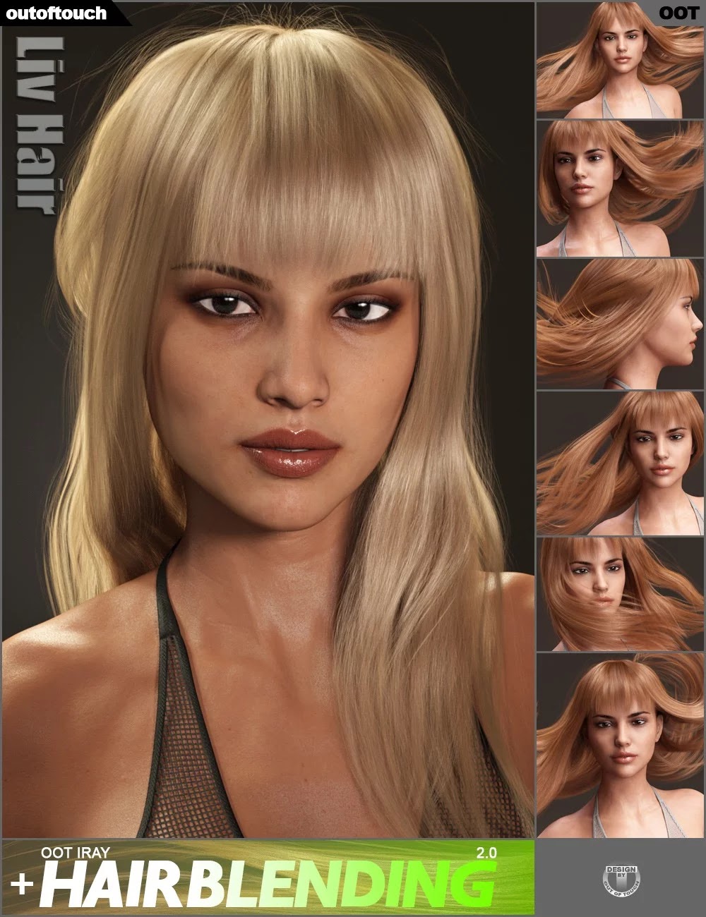 Liv Hair for Genesis 3 Female(s) and Genesis 8 Female(s)_DAZ3D下载站