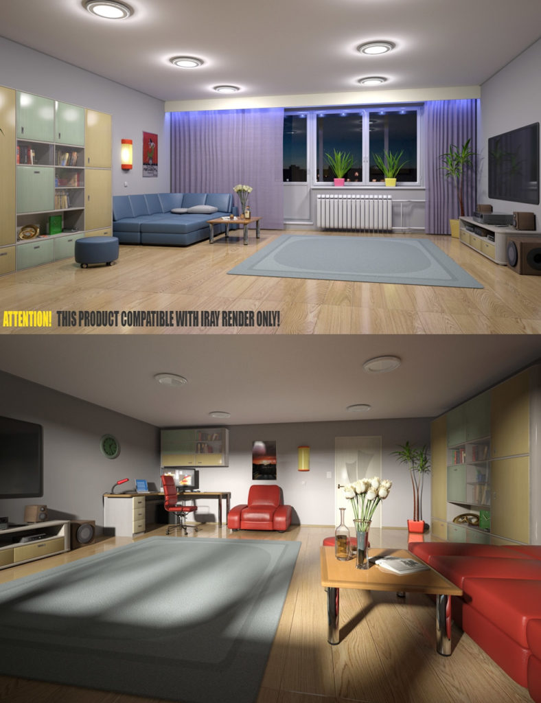Living Room for Daz Studio_DAZ3D下载站