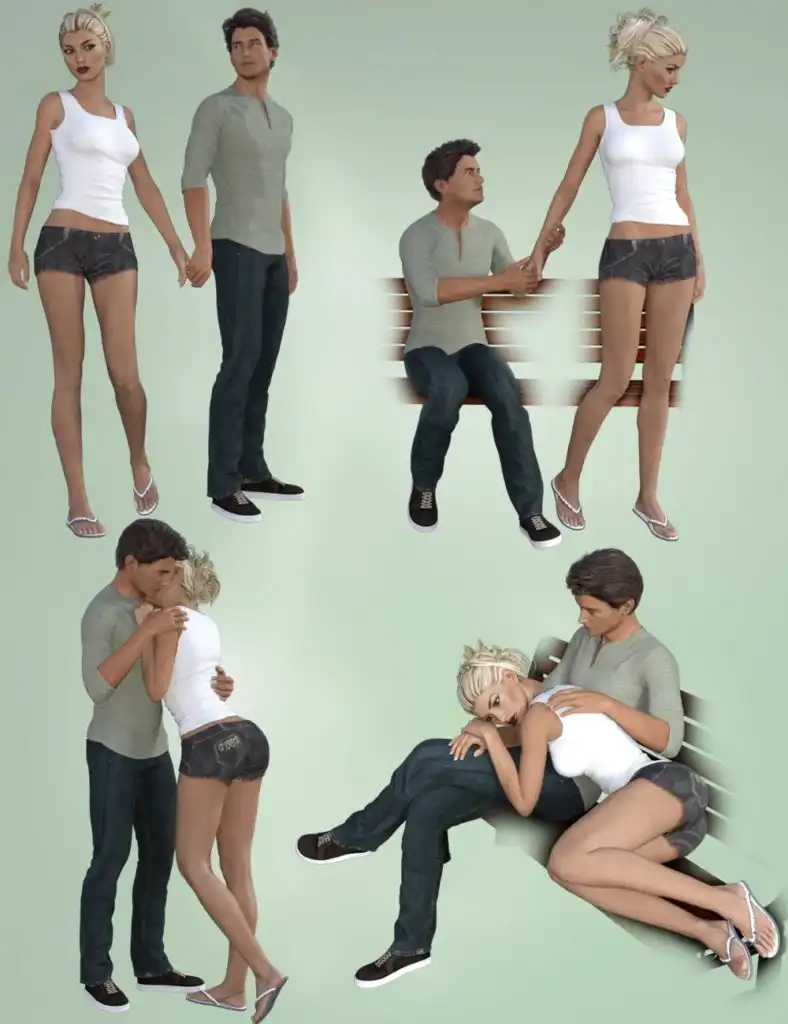 Love Story Poses for Victoria 7 and Michael 7_DAZ3D下载站