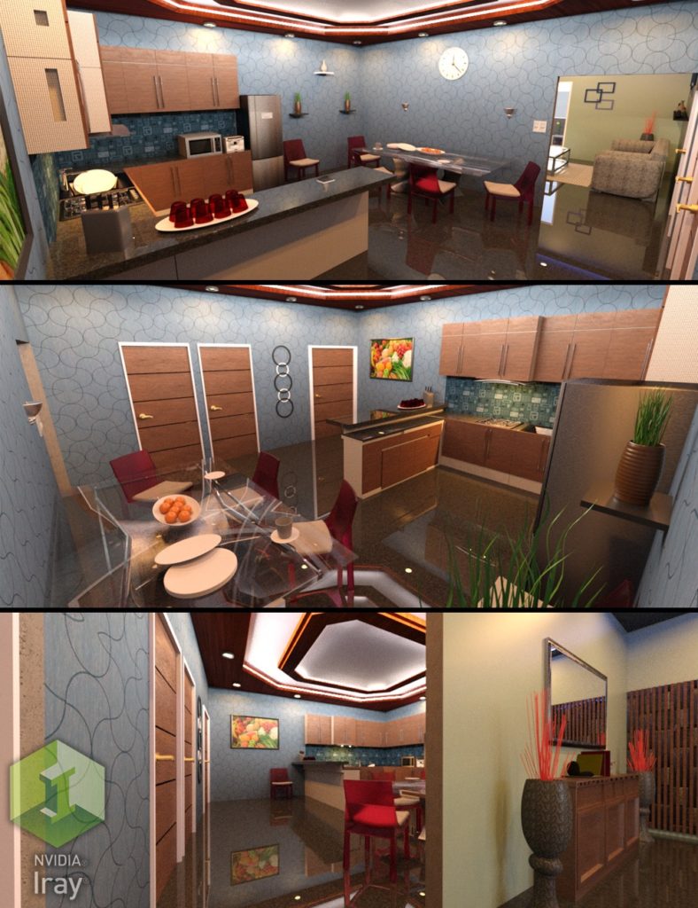 Modern Kitchen and Dining Room Set 1_DAZ3D下载站