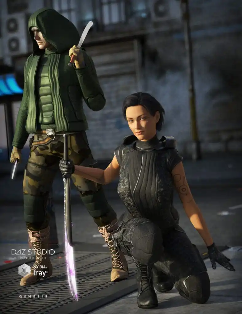 Obsidian Warrior Outfit for Genesis 3 Male(s) and Female(s)_DAZ3D下载站