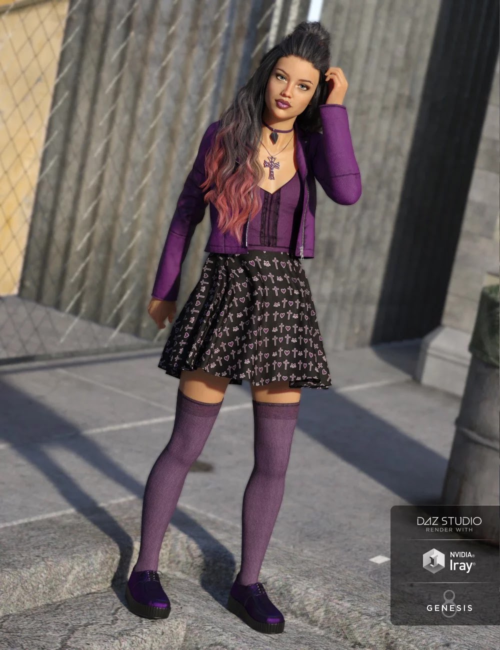 Pastel Goth Outfit for Genesis 8 Female(s)_DAZ3D下载站