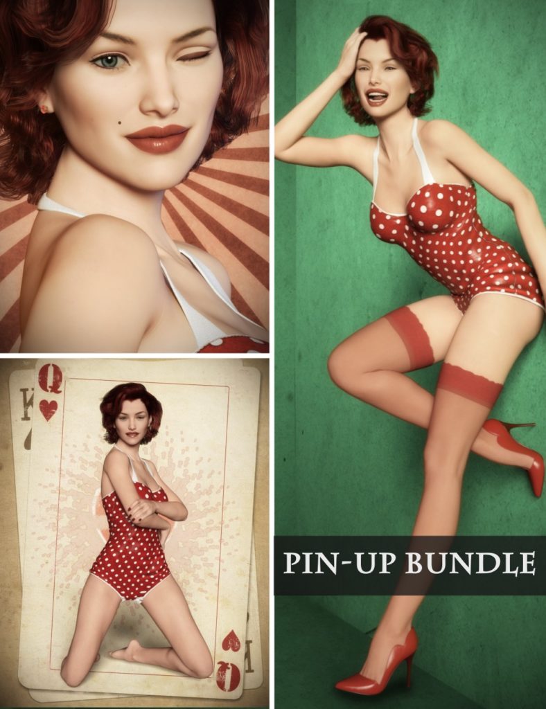 Pin-up Backgrounds, Poses and Expressions_DAZ3D下载站