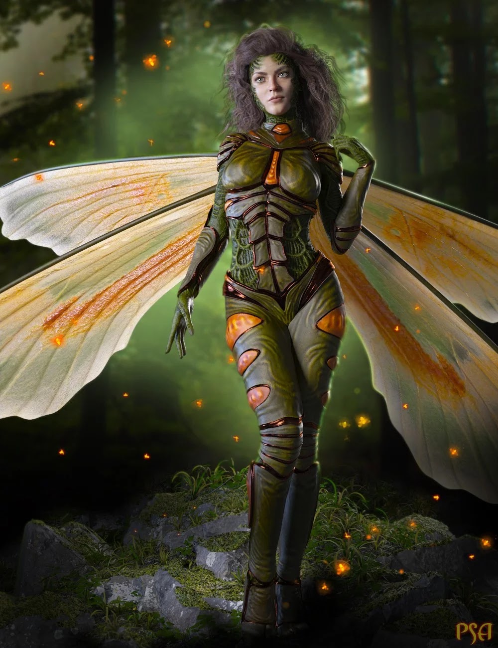 Pix Pyrida HD and FireFly Outfit for Genesis 8 Female(s)_DAZ3D下载站