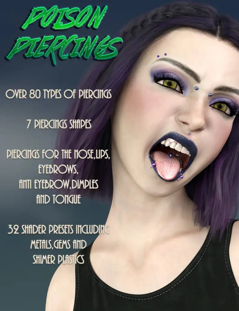 Poison Piercings for Genesis 8 Female_DAZ3DDL
