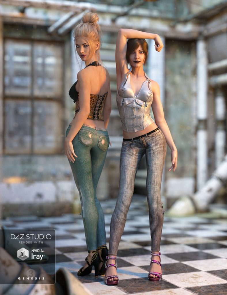 Skinny Jeans and Corset Outfit Textures_DAZ3DDL