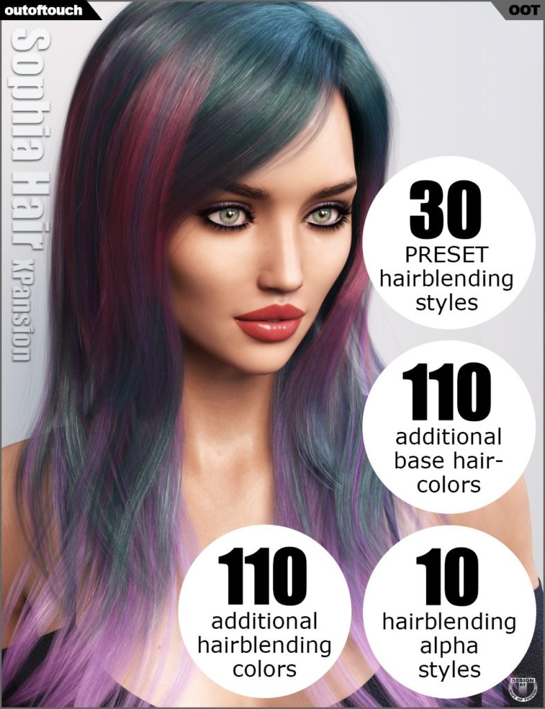 Sophia Hair and OOT Hairblending 2.0 Texture XPansion_DAZ3D下载站