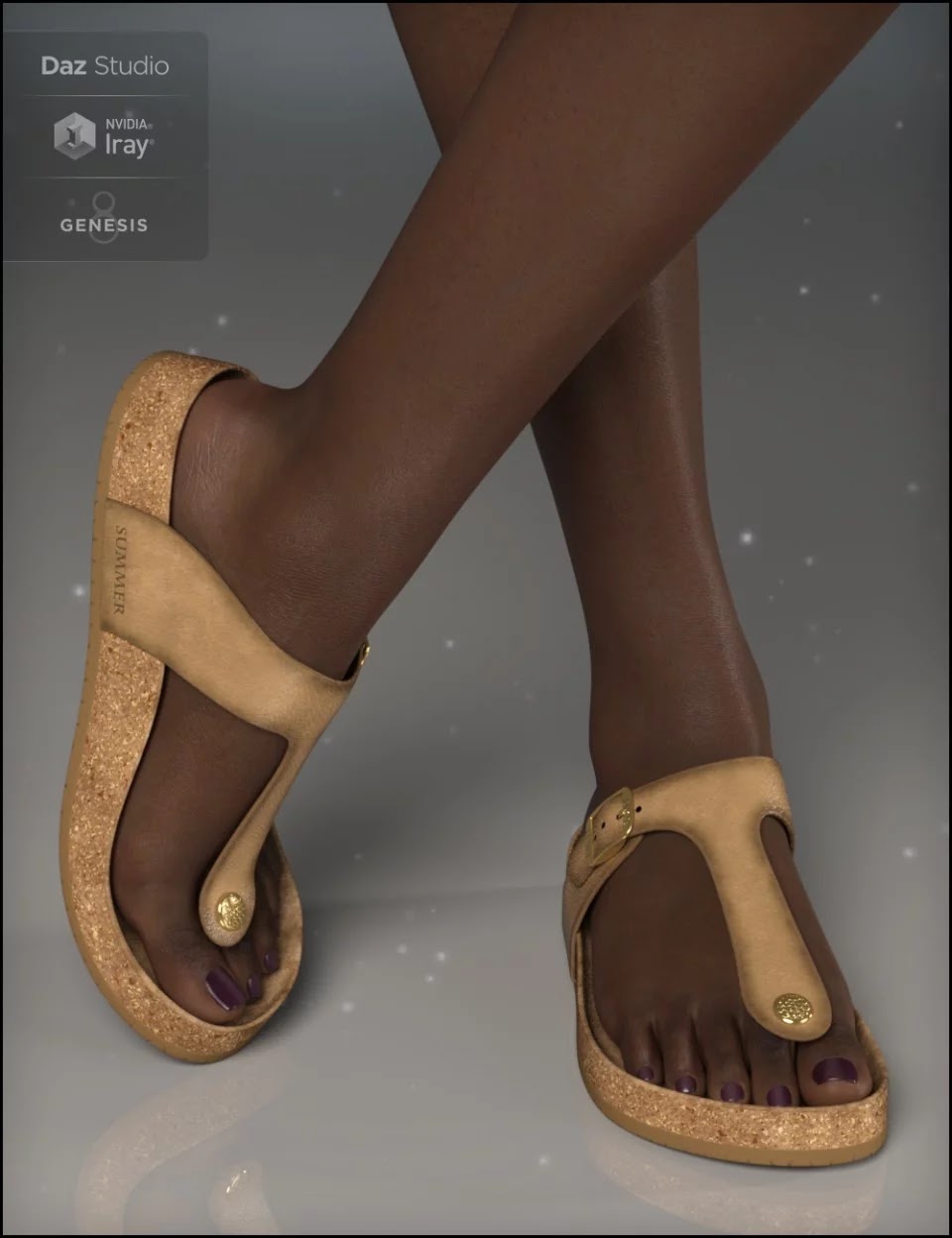 Summer Style Sandals for Genesis 8 Female(s)_DAZ3D下载站