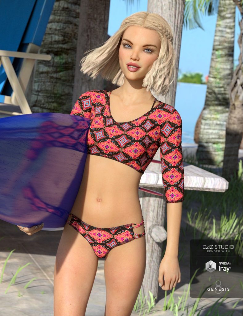 Surfer Outfit and Surfboard for Teen Josie 8_DAZ3D下载站