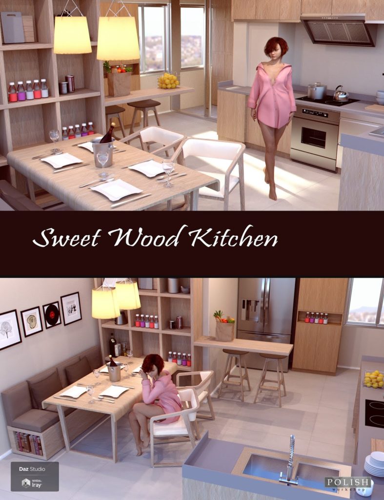 Sweet Wood Kitchen_DAZ3D下载站