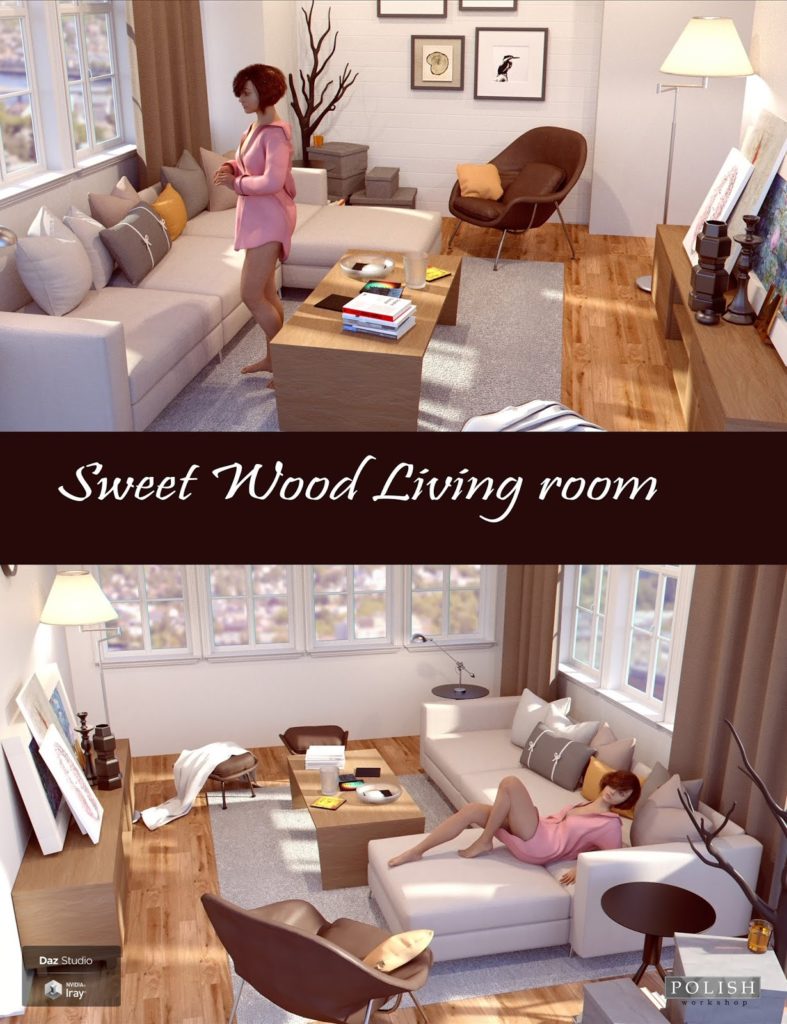 Sweet Wood Living Room_DAZ3D下载站
