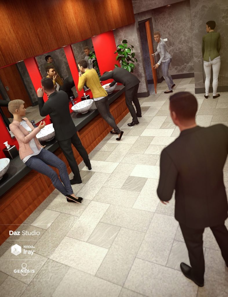 The Executive Restroom Poses for Genesis 8_DAZ3D下载站