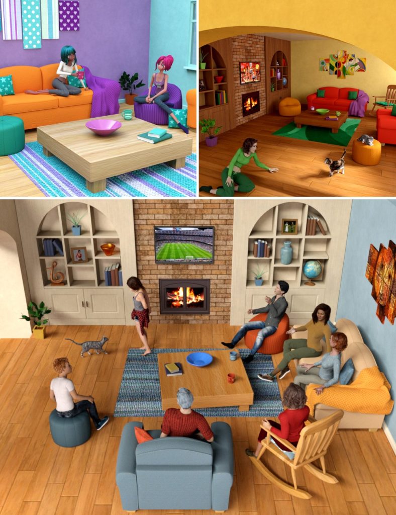 Toon-2-Real: Comfy Family Room_DAZ3D下载站