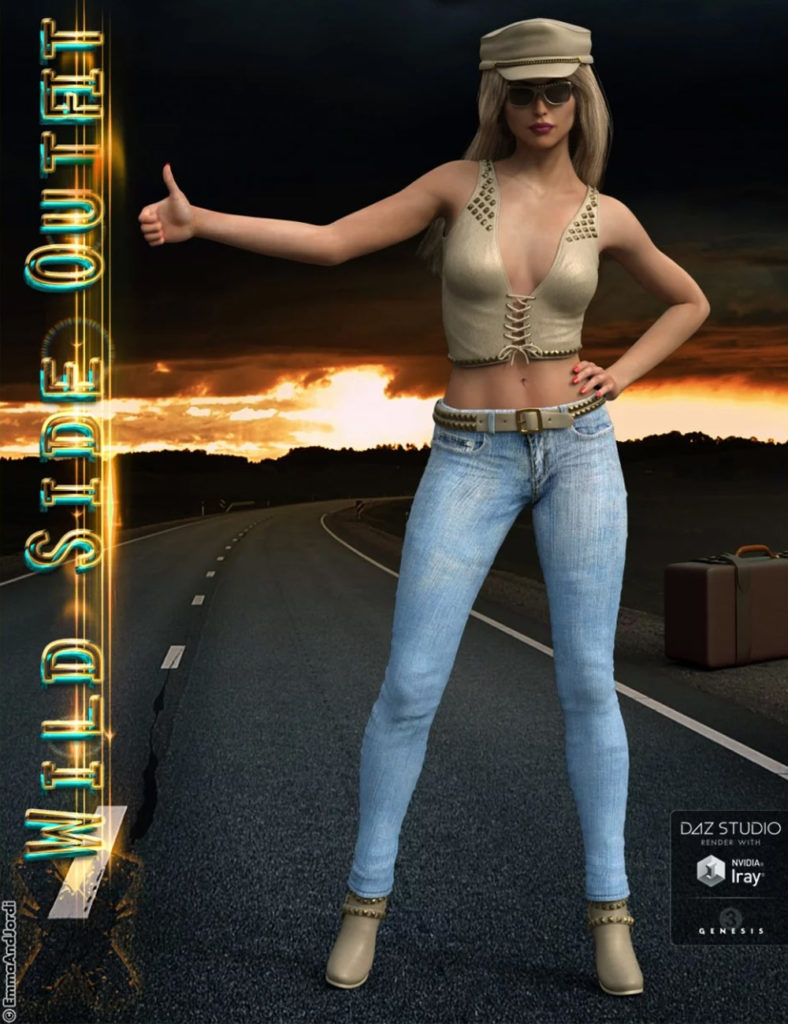 Wild Side Outfit And Accessories for Genesis 3 Female(s)_DAZ3DDL