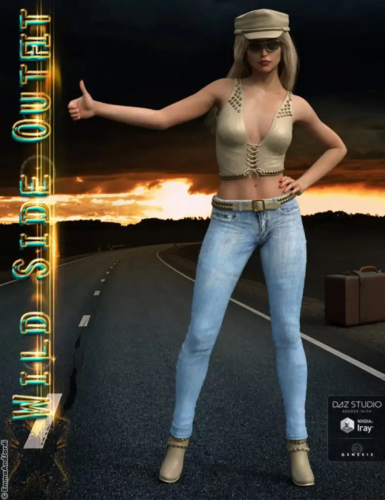 Wild Side Outfit And Accessories for Genesis 3 Female(s)_DAZ3DDL