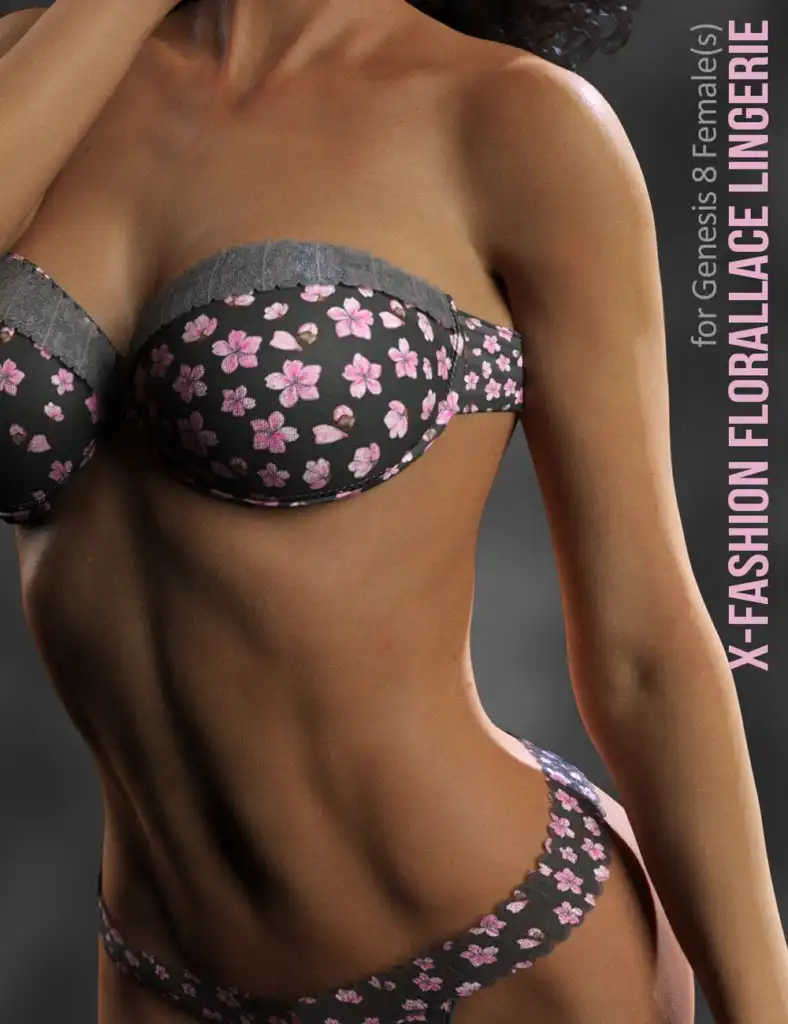 X-Fashion Floral Lace Lingerie for Genesis 8 Females_DAZ3DDL