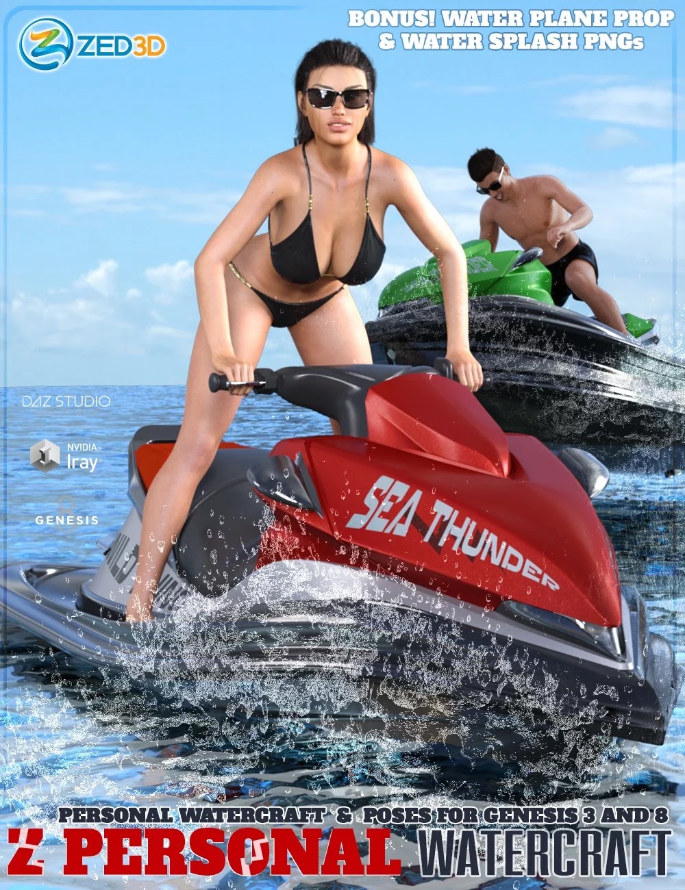Z Personal Watercraft and Poses for Genesis 3 and 8_DAZ3D下载站