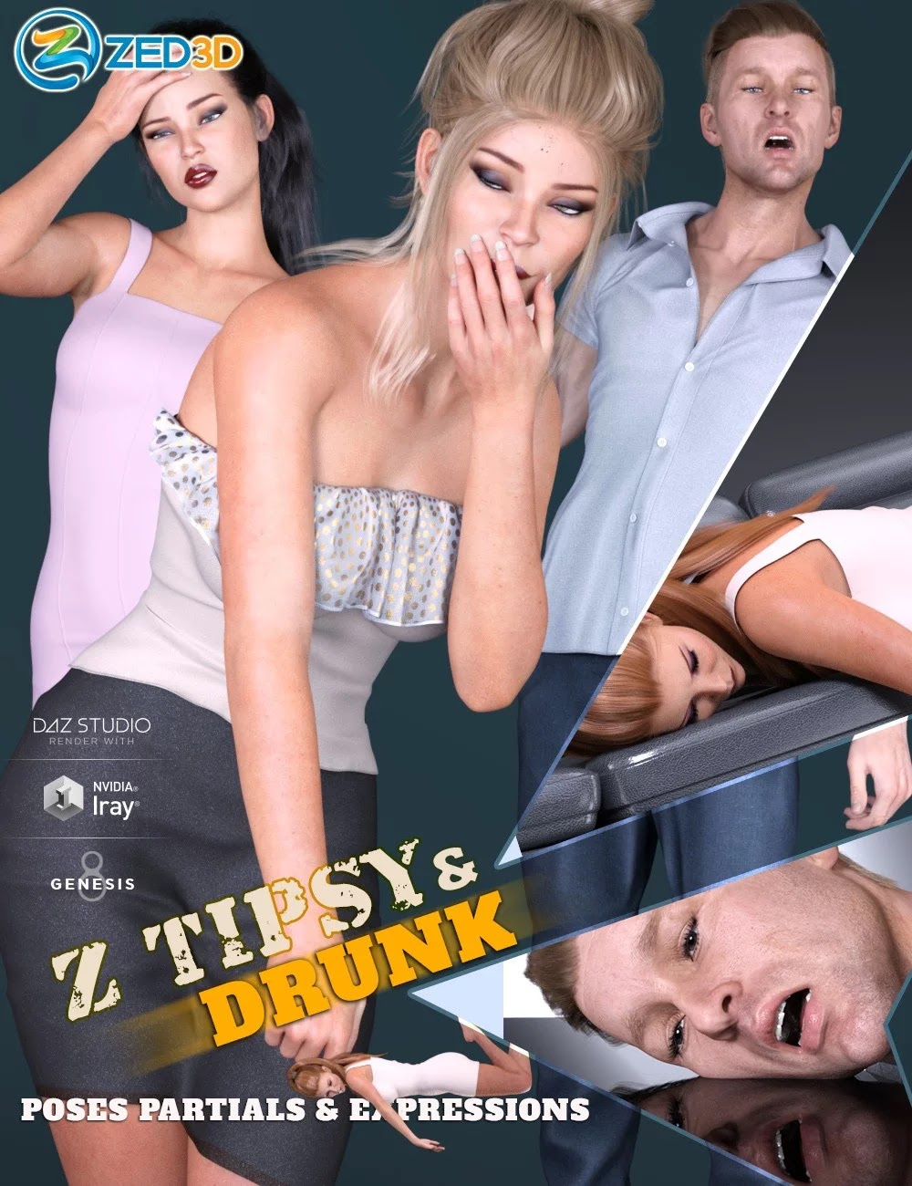 Z Tipsy and Drunk Poses and Expressions for Genesis 3 and 8_DAZ3DDL