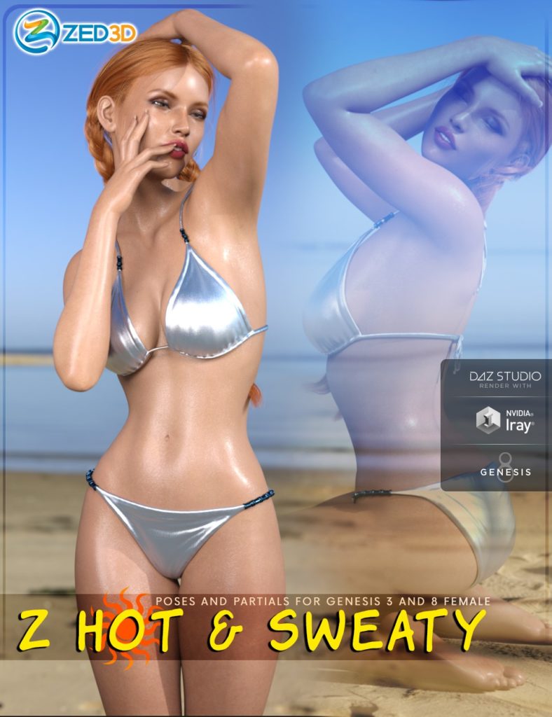 Z Hot and Sweaty – Poses and Partials for Genesis 3 and 8 Female_DAZ3D下载站