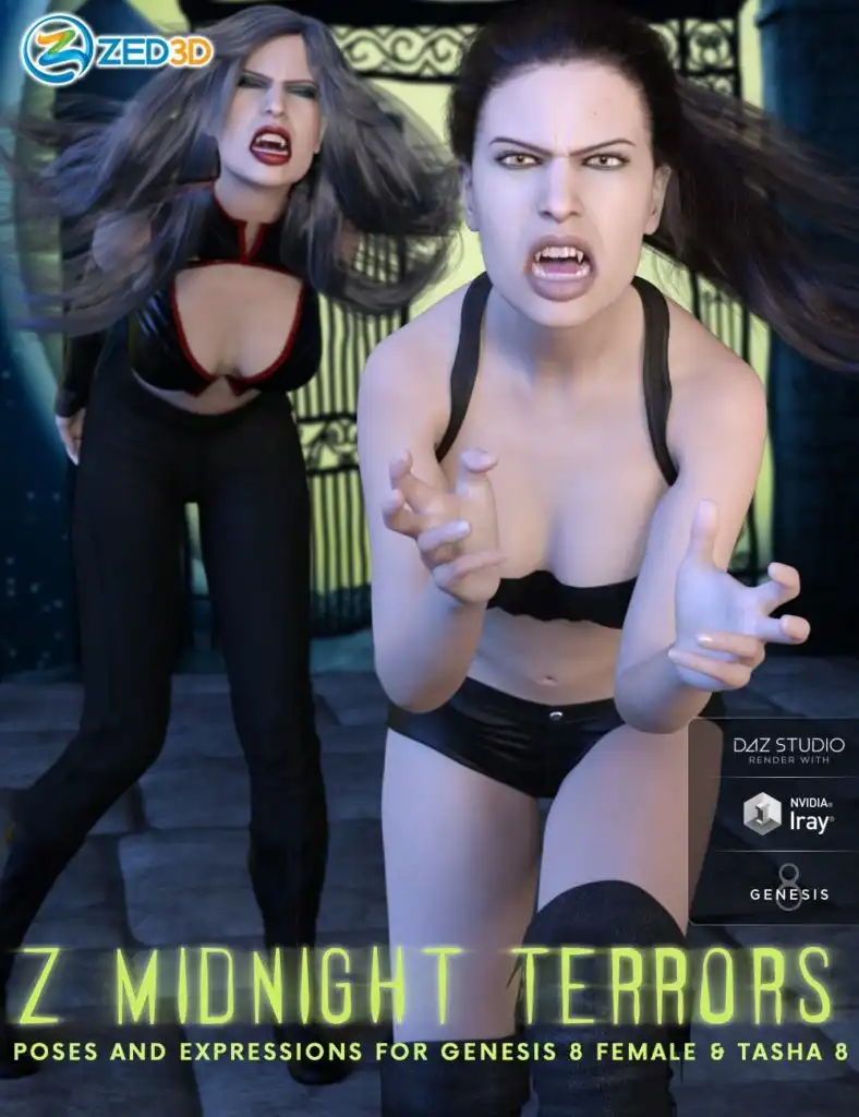 Z Midnight Terrors Poses and Expressions for Genesis 8 Female and Tasha 8_DAZ3DDL