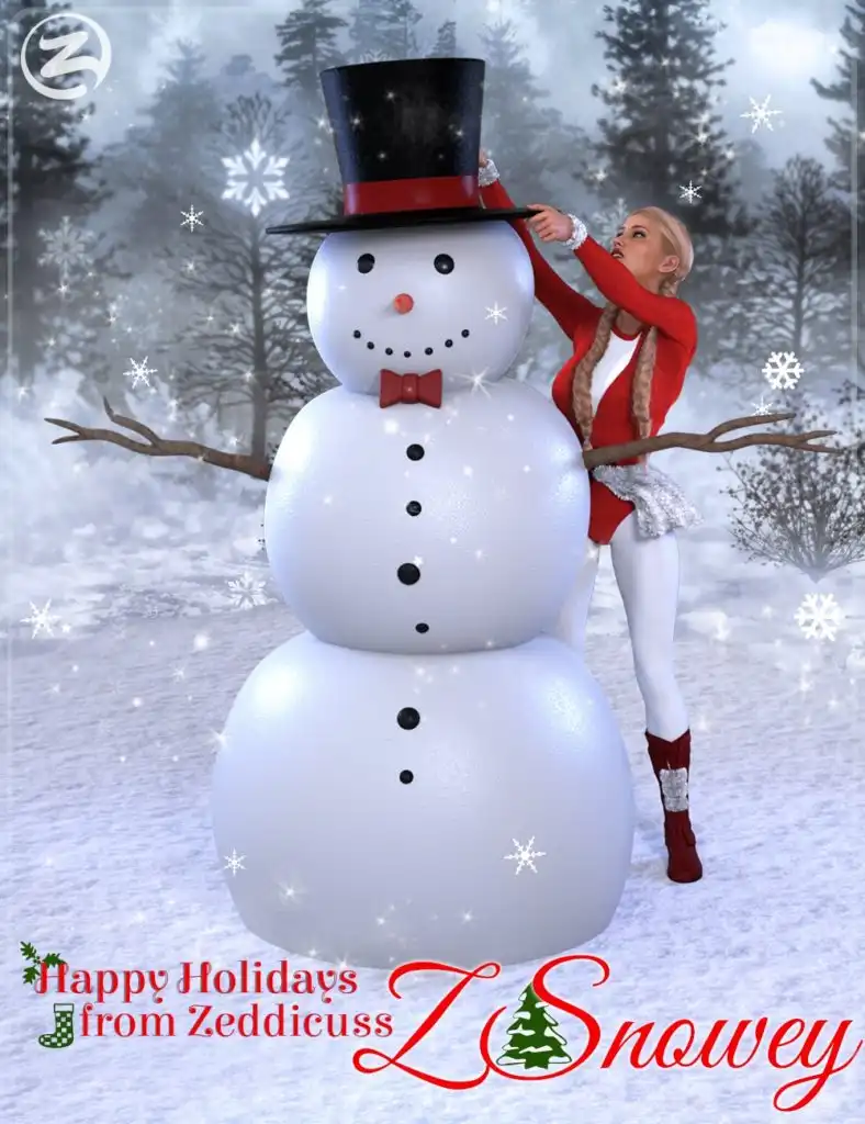 Z Snowey – Snowman and Poses for Genesis 3 & 8 Female_DAZ3D下载站