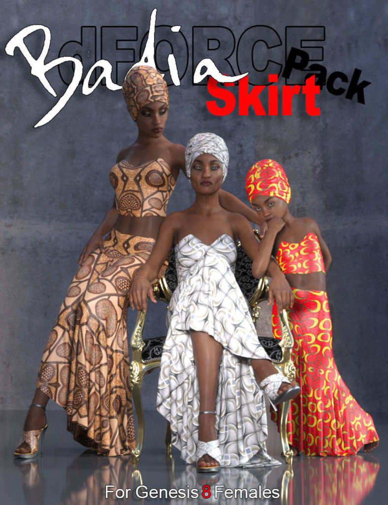 dForce-Badia Skirt Pack For Genesis 8 Females_DAZ3D下载站