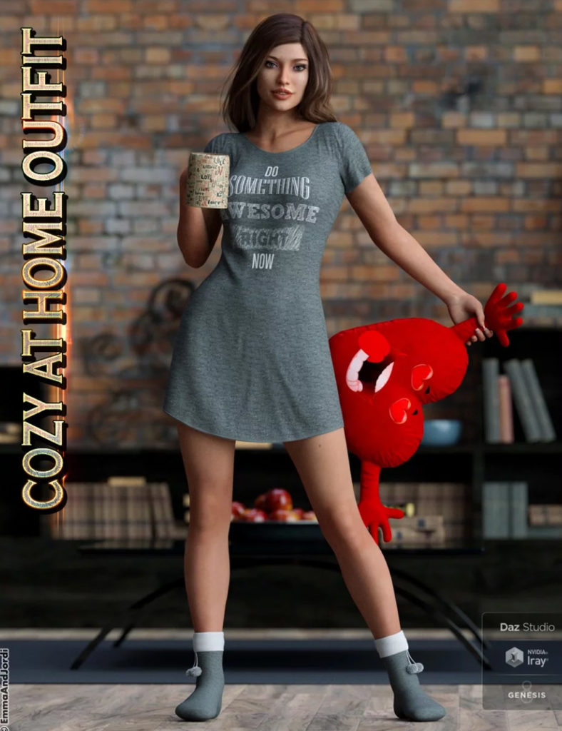 dForce Cozy Outfit – Props and Poses For Genesis 8 Female(s)_DAZ3DDL