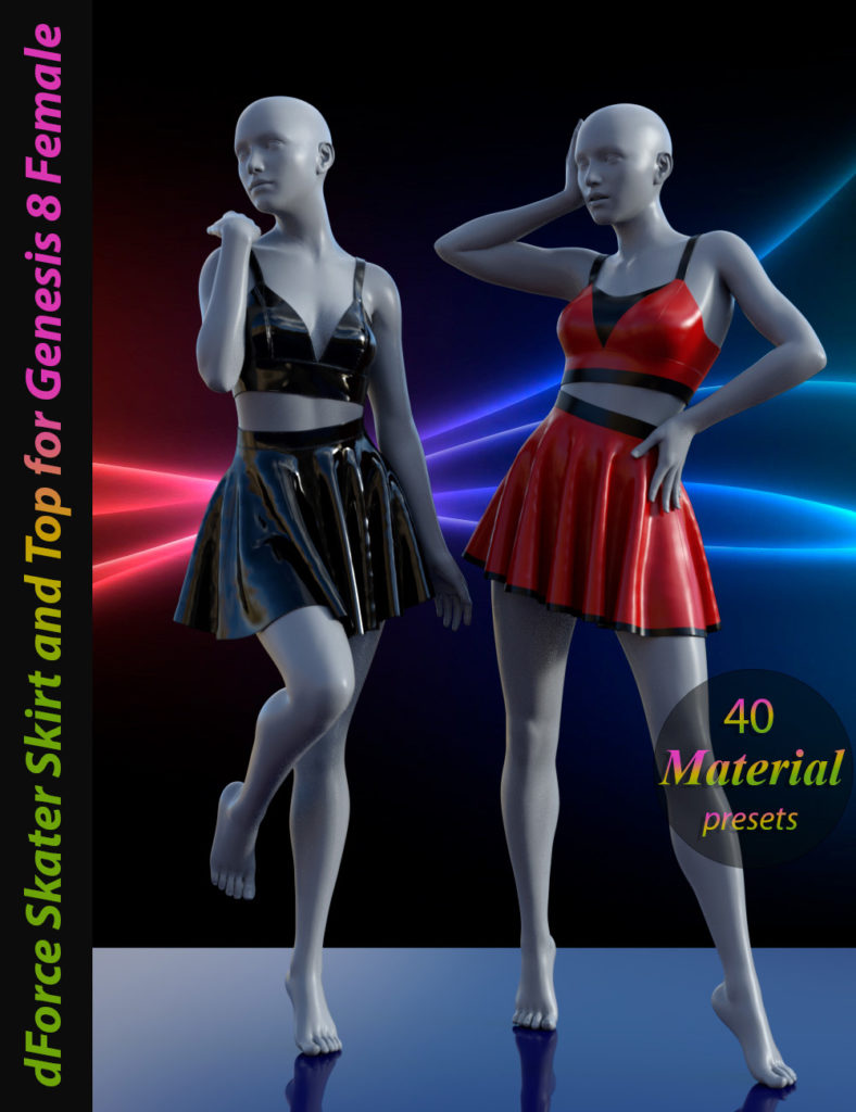 dForce Skater Skirt with Top for Genesis 8 Female_DAZ3D下载站