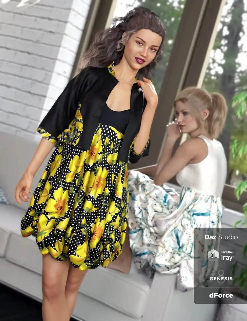 dForce Boho Boutique Bubble Dress for Genesis 8 Female(s)_DAZ3D下载站