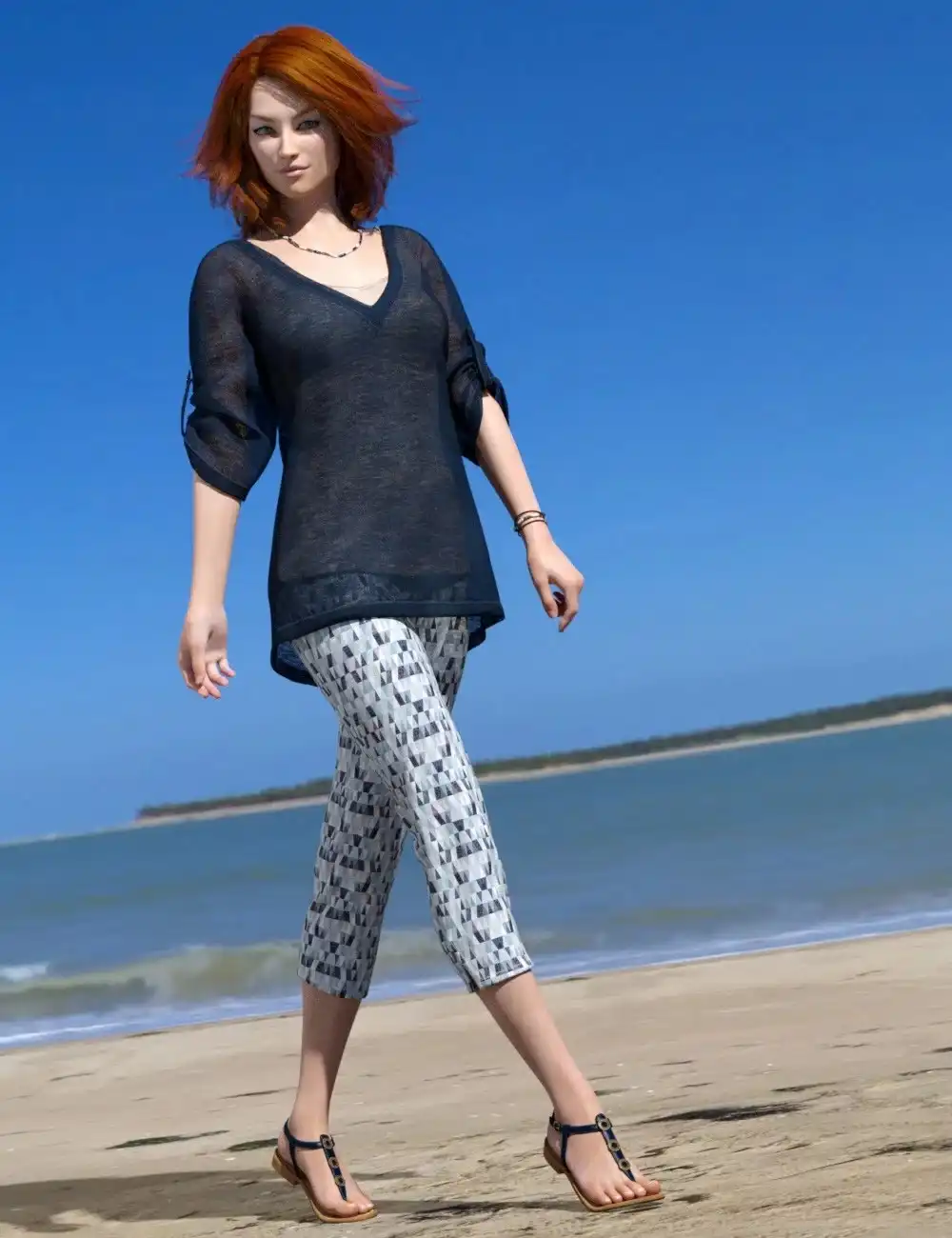 dForce Collection 01 – Casual Pants & Blouse for Genesis 8 Female(s)_DAZ3D下载站