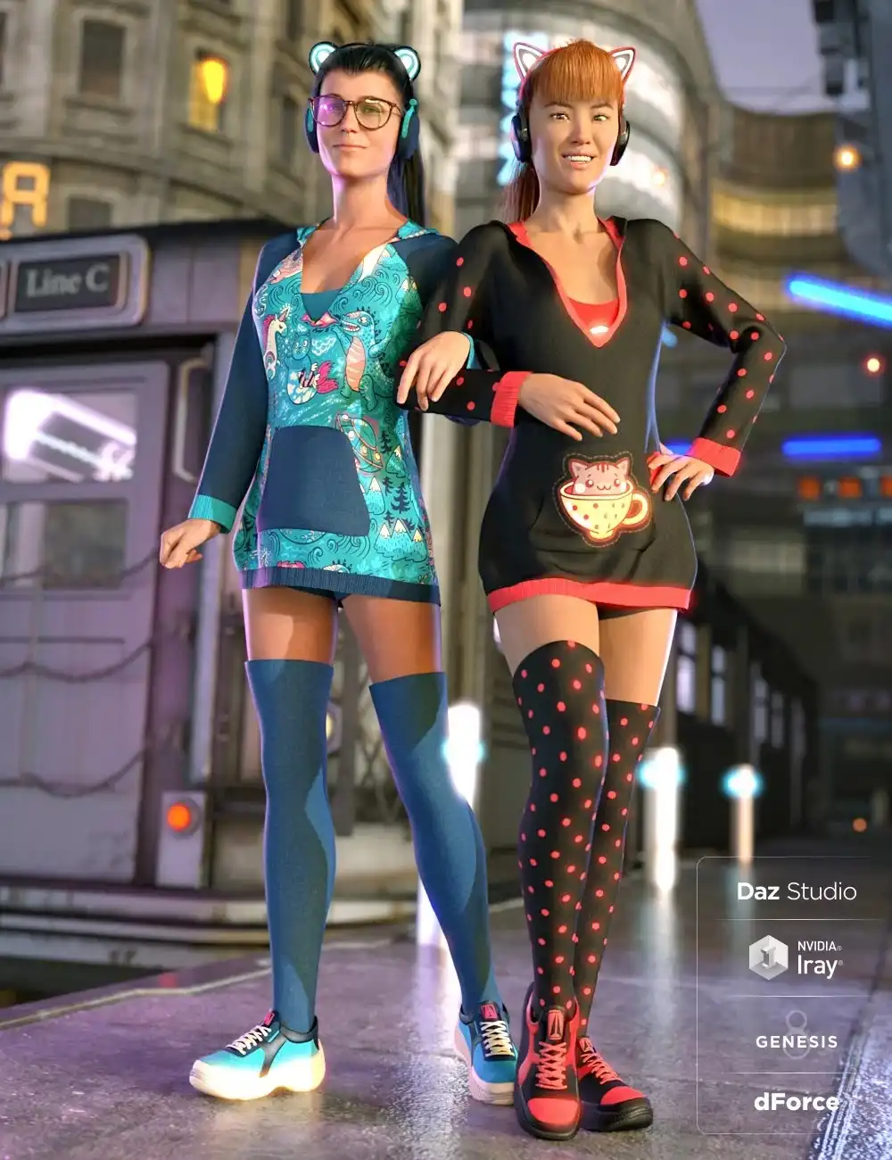 dForce Cool Kitty Textures_DAZ3D下载站