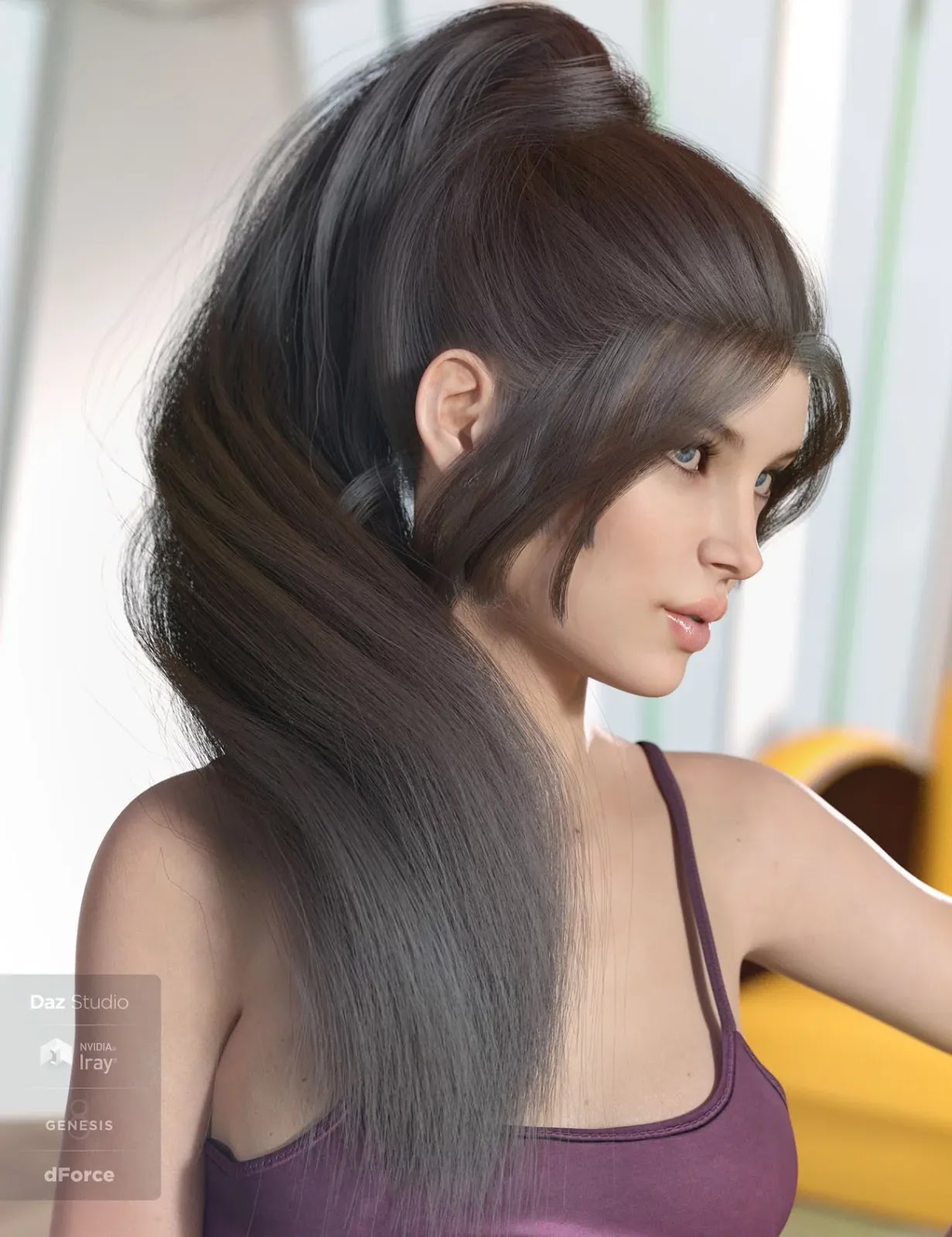 dForce Lea Hair for Genesis 3 and 8 Females(s)_DAZ3D下载站