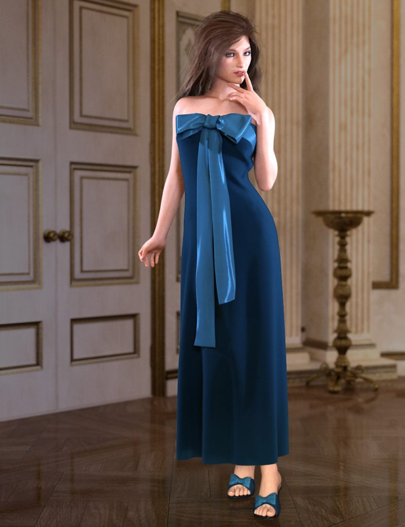 dForce Bow Dress for Genesis 8 Female(s)_DAZ3D下载站