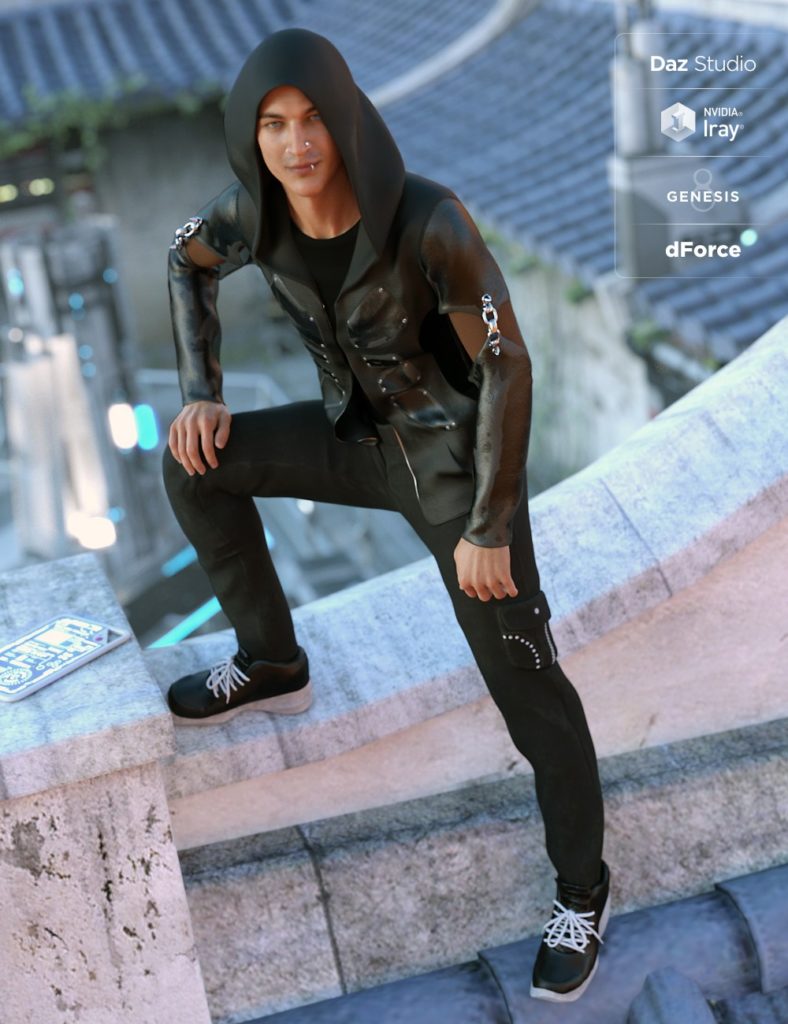 dForce Onyx Goth Outfit for Genesis 8 Male(s)_DAZ3D下载站