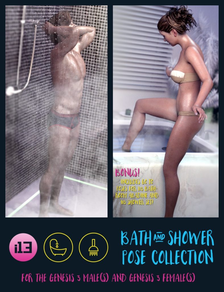 i13 Bath and Shower Pose Collection_DAZ3D下载站