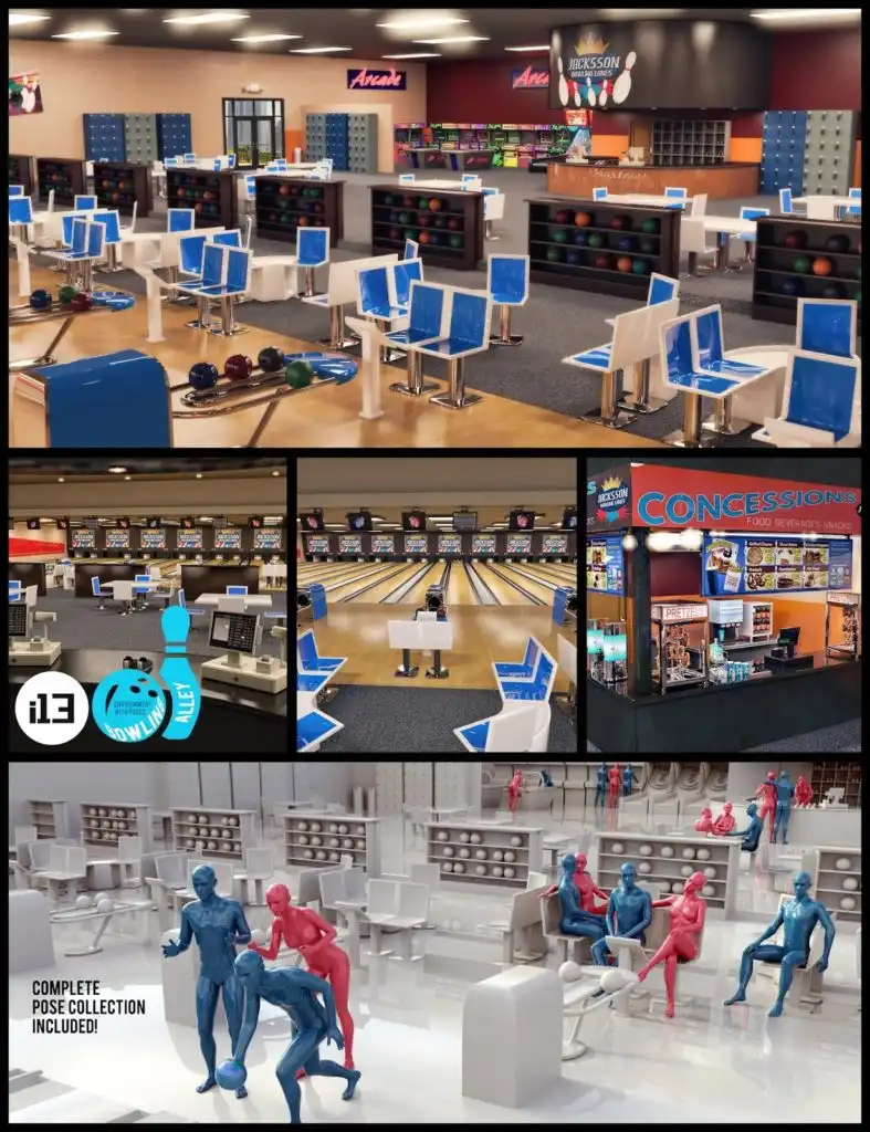 i13 Bowling Alley Environment with Poses_DAZ3DDL