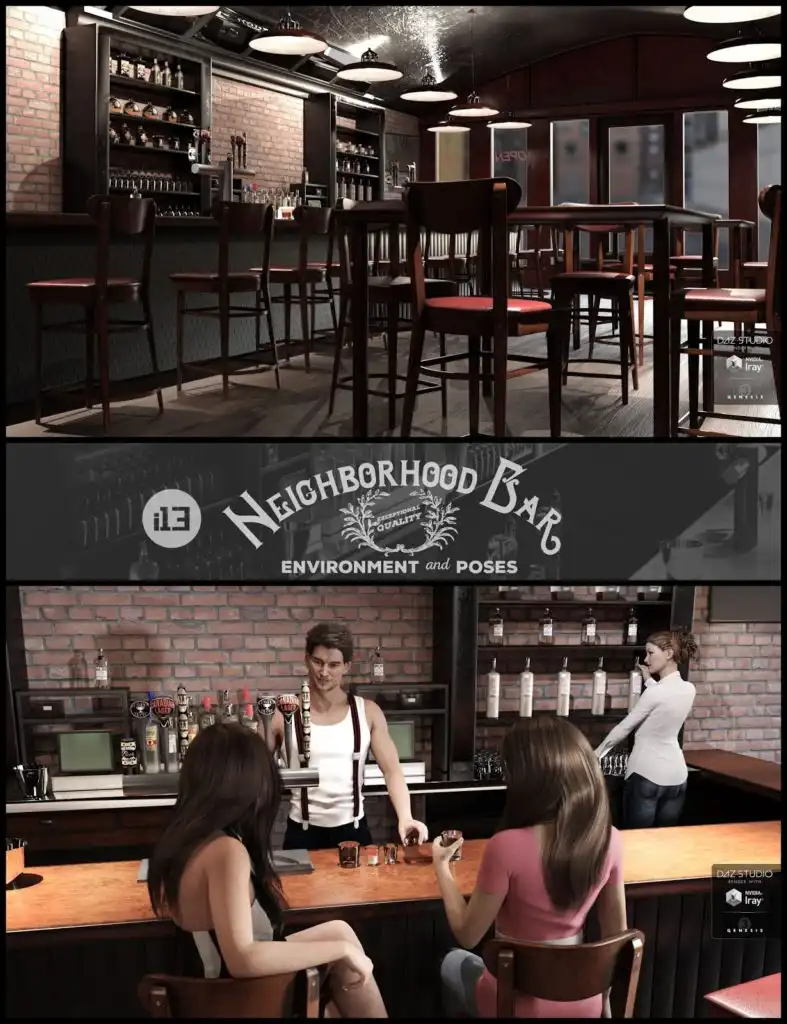 i13 Neighborhood Bar Environment with Poses_DAZ3DDL