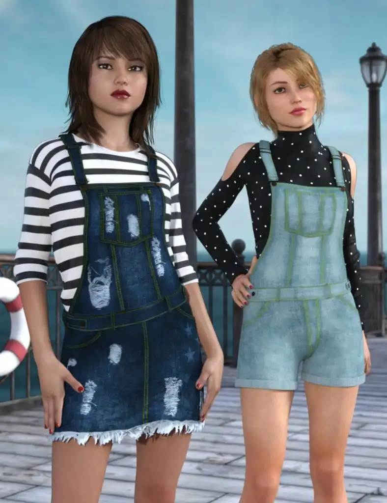 3 in 1 Dungarees for Genesis 3 & Genesis 8 Female(s)_DAZ3DDL