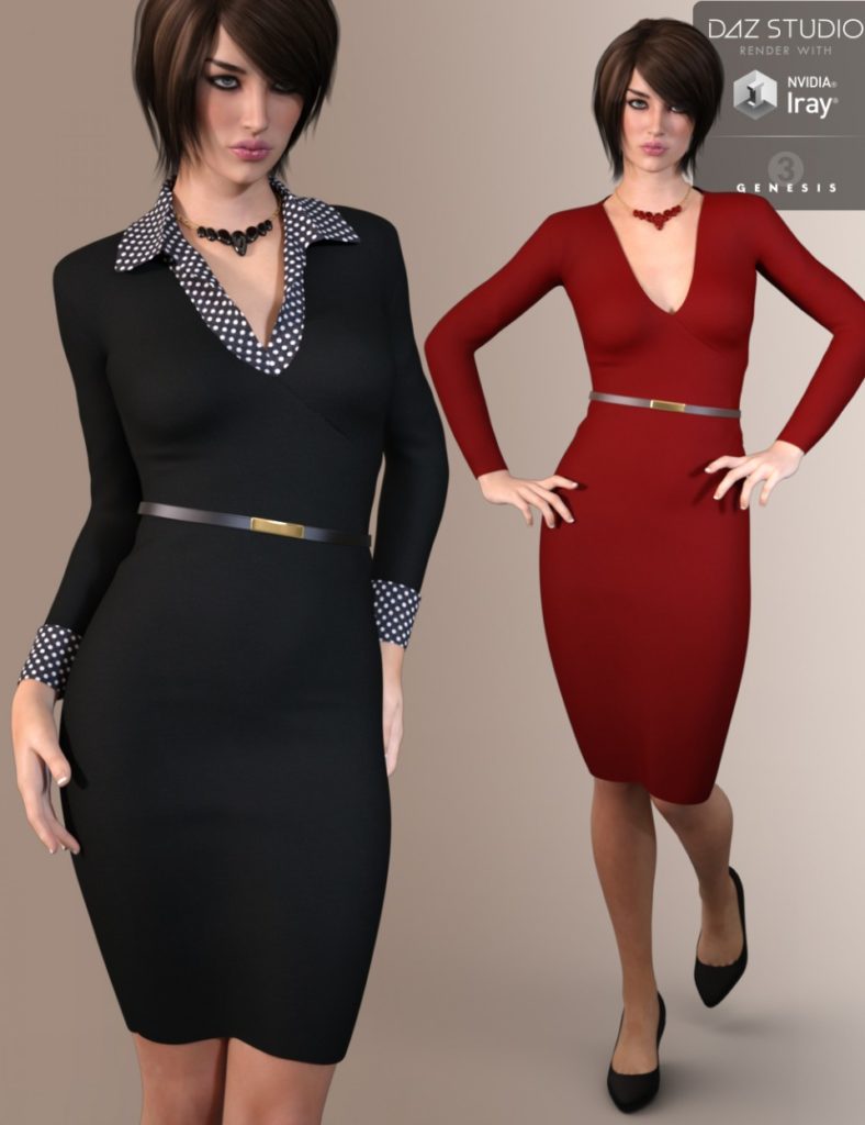 9 To 5 Dress Outfit for Genesis 3 Female(s)_DAZ3D下载站