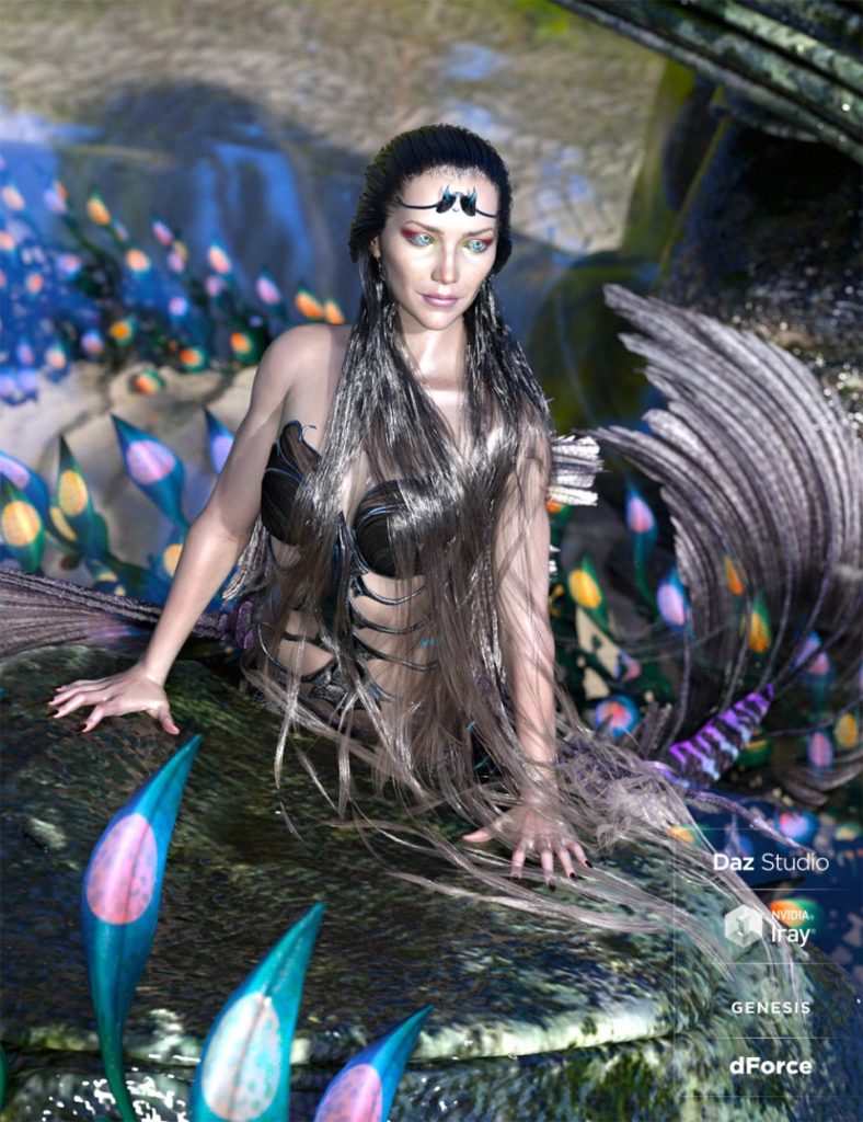 Aguja Mermaid Hair with dForce for Genesis 8 Female_DAZ3DDL