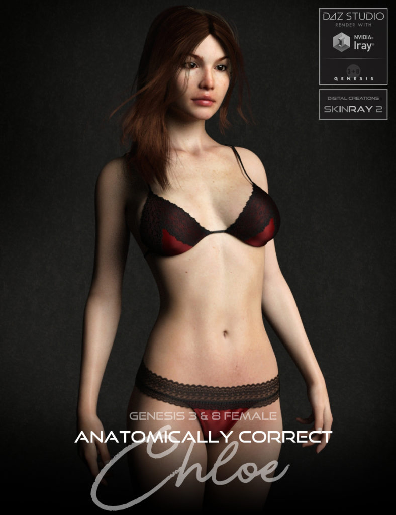 Anatomically Correct: Chloe for Genesis 3 and Genesis 8 Female_DAZ3D下载站