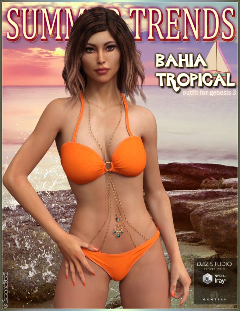 Bahia Tropical Outfit for Genesis 3 Female(s)_DAZ3D下载站
