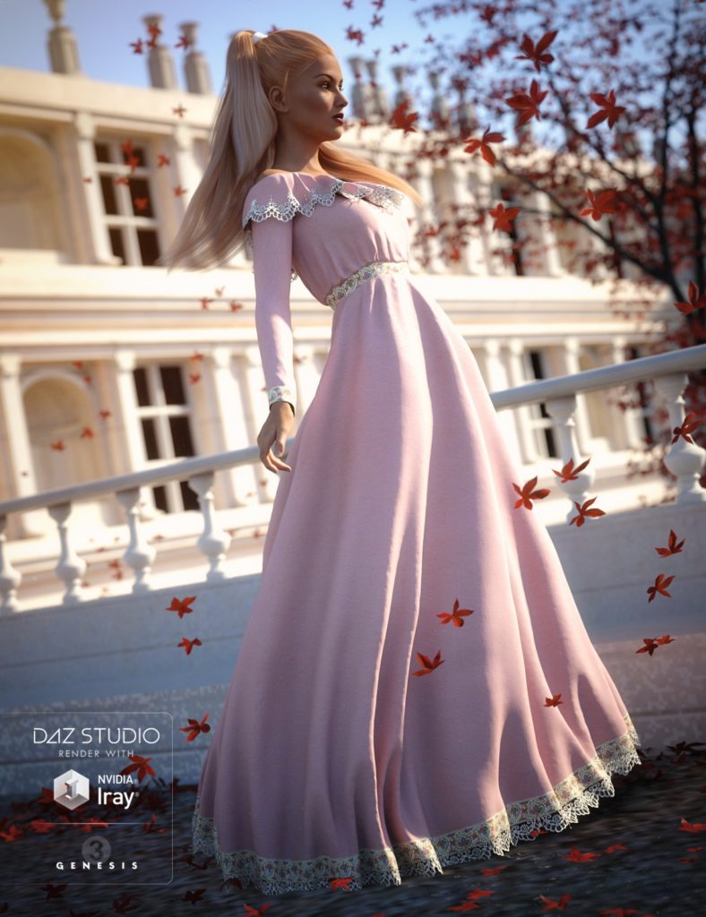 Belle Dress for Genesis 3 Female(s)_DAZ3D下载站