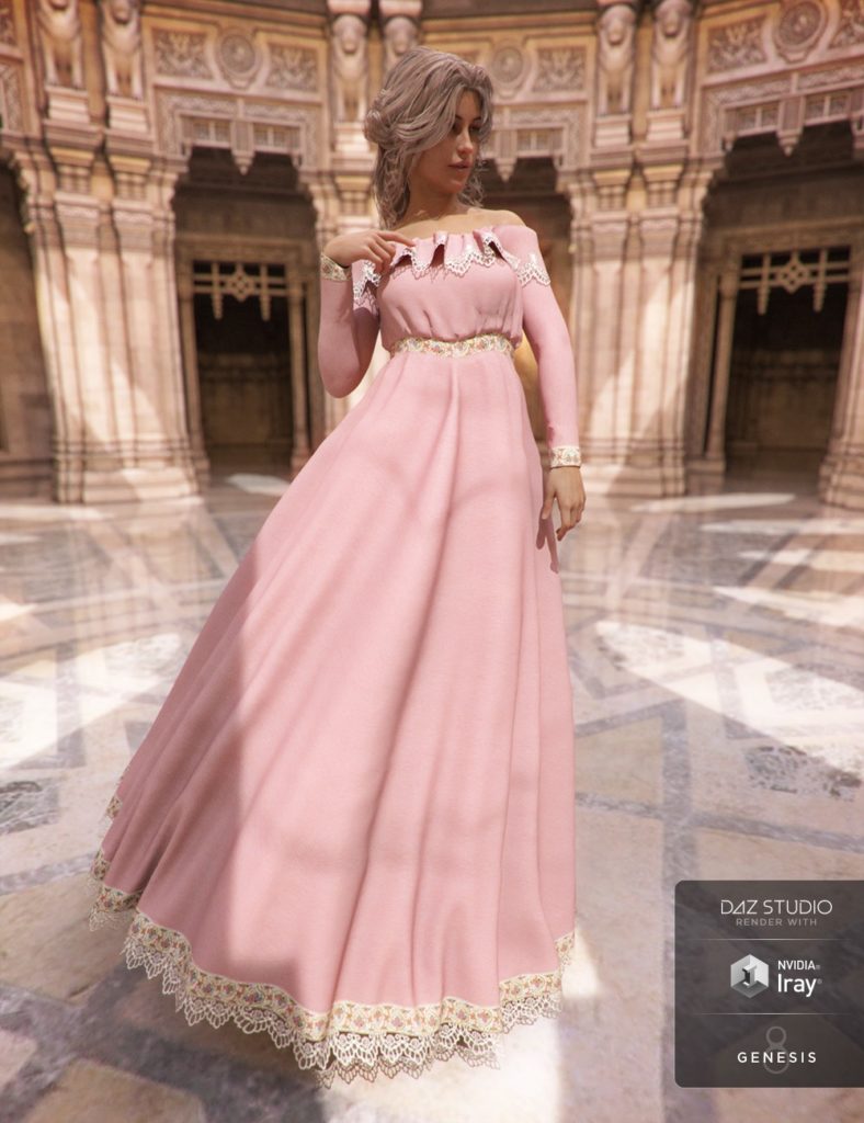 Belle Dress for Genesis 8 Female(s)_DAZ3D下载站