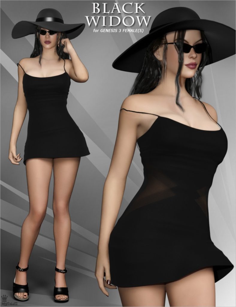 Black Widow Outfit for Genesis 3 Female(s)_DAZ3D下载站